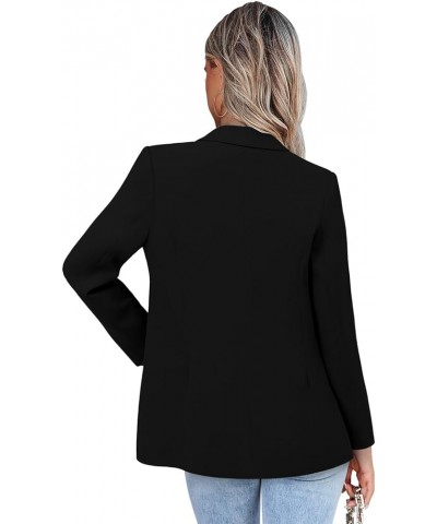 Womens Casual Blazer Jacket Long Sleeve Open Front Work Office Blazer Lapel Button Jacket B-carbon Black $26.23 Blazers