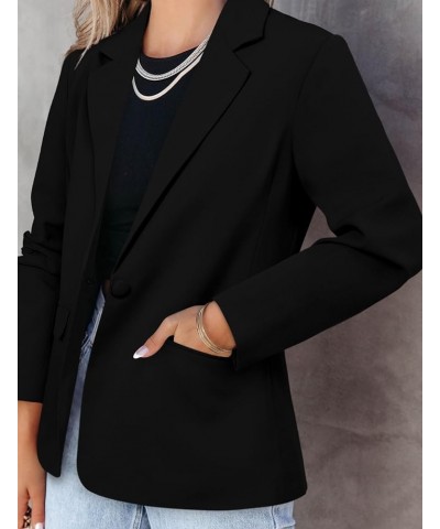 Womens Casual Blazer Jacket Long Sleeve Open Front Work Office Blazer Lapel Button Jacket B-carbon Black $26.23 Blazers