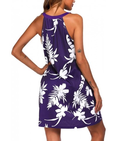 Nightgown Womens Sleeveless Sleepwear V Neck Racerback Sleep Dress S-XXL Leaf Purple $10.50 Sleep & Lounge