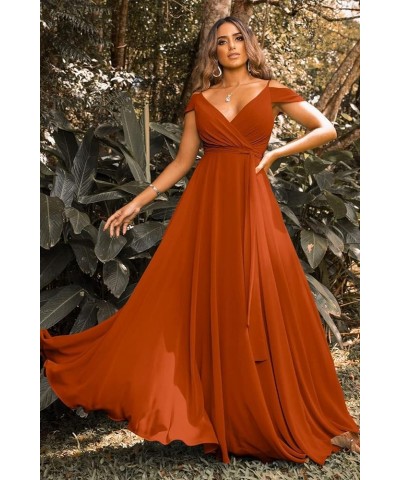 Women's Off Shoulder Long Bridesmaid Dresses Chiffon V Neck Formal Dress with Slit Wedding Party Gowns Teal $22.00 Dresses