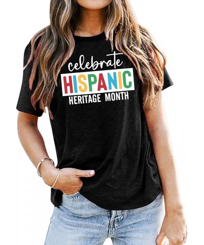 Women Hispanic Heritage Month Shirt Latino Countries Flags Sunflower Tshirts Gift for Latino Tops Black $9.02 T-Shirts