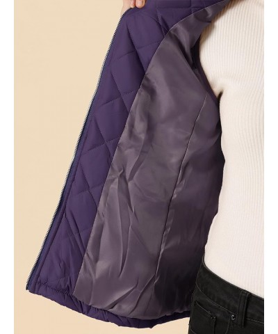 Women's Puffer Vest Stand Collar Lightweight Gilet Quilted Zip Vest Purple $15.20 Vests