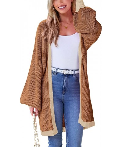 Fall Oversized Cardigans for Women 2023 Chunky Balloon Sleeve Long Cardigan Open Front Knit Sweaters Outfits Brown $19.43 Swe...