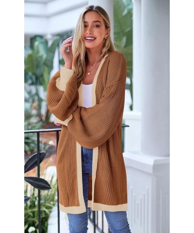 Fall Oversized Cardigans for Women 2023 Chunky Balloon Sleeve Long Cardigan Open Front Knit Sweaters Outfits Brown $19.43 Swe...