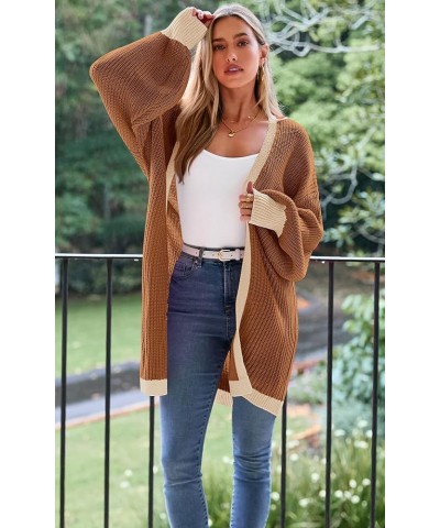 Fall Oversized Cardigans for Women 2023 Chunky Balloon Sleeve Long Cardigan Open Front Knit Sweaters Outfits Brown $19.43 Swe...