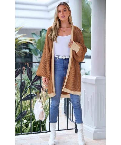 Fall Oversized Cardigans for Women 2023 Chunky Balloon Sleeve Long Cardigan Open Front Knit Sweaters Outfits Brown $19.43 Swe...