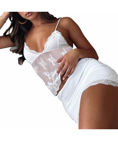 Women Lace Mesh 2 Piece Skirt Set Y2k See Through Crop Top Bodycon Mini Skirt Sets Sexy Fairy Going Out Wear M-5 V Neck Lace ...