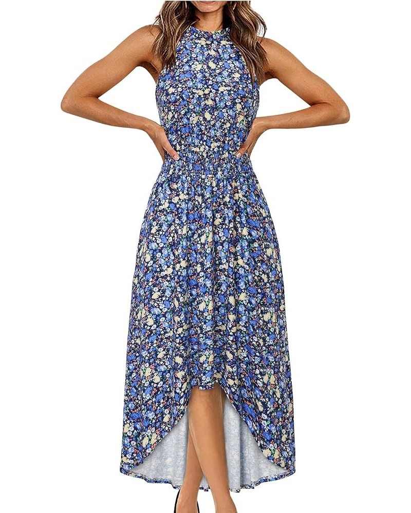 Women’s Summer Halter Maxi Dress Causal Floral Beach Sundress with Pockets Floral-q $24.59 Dresses