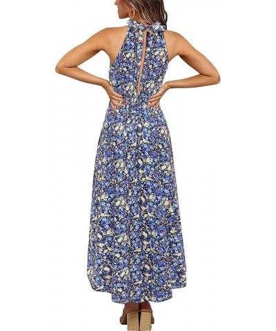 Women’s Summer Halter Maxi Dress Causal Floral Beach Sundress with Pockets Floral-q $24.59 Dresses