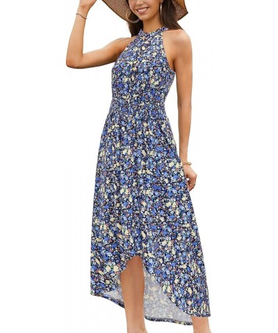 Women’s Summer Halter Maxi Dress Causal Floral Beach Sundress with Pockets Floral-q $24.59 Dresses