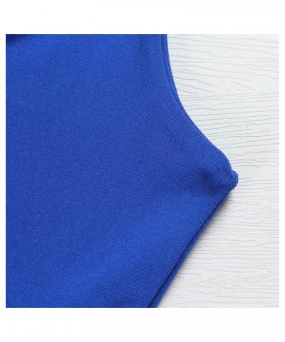 Women's Sleeveless Strappy Tank Square Neck Double Layer Workout Fitness Casual Basic Crop Tops Royal Blue $14.74 Tanks