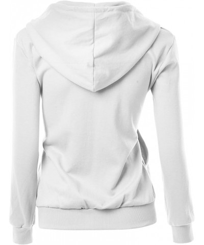 Women's Basic Long Sleeve Zip Up Hoodie in Colors Kwohol018 White $17.69 Hoodies & Sweatshirts