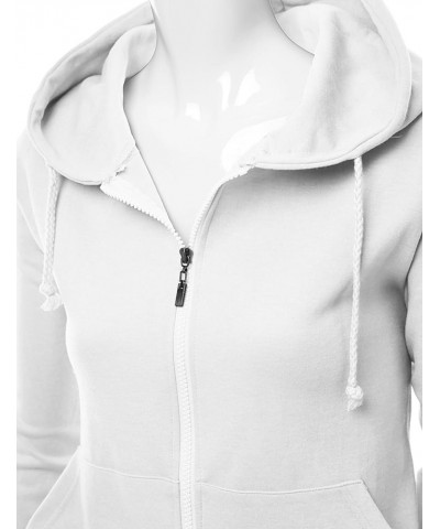 Women's Basic Long Sleeve Zip Up Hoodie in Colors Kwohol018 White $17.69 Hoodies & Sweatshirts