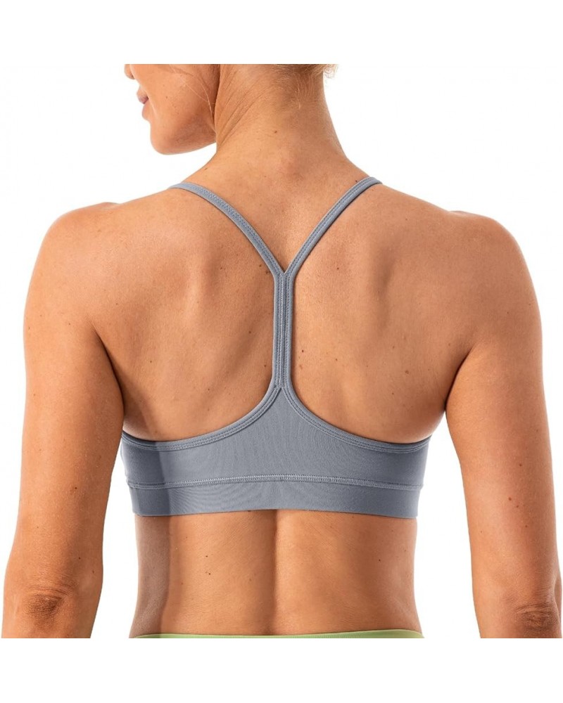 Women's Y Back Sports Bra and Crop Top Spaghetti Straps - Padded Low Impact Workout Yoga Bras Tops Slim Pastel Blue $15.11 Li...