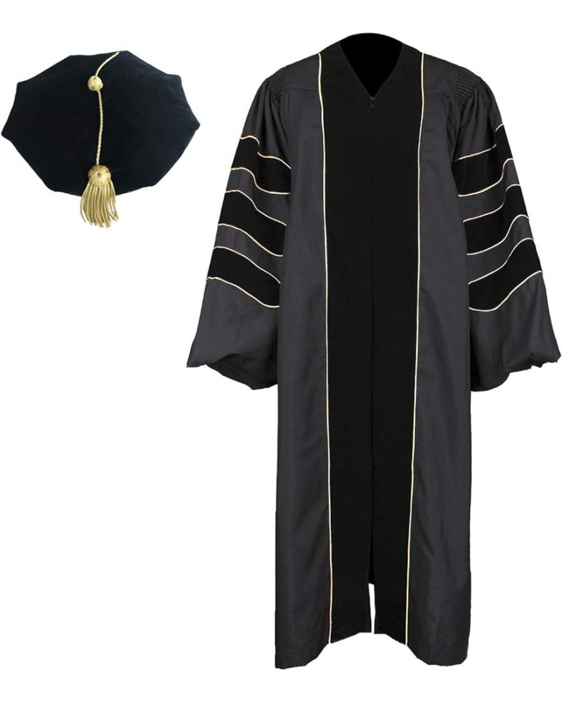 Unisex Deluxe Doctoral Graduation Gown, Doctoral Hood and Doctoral Tam 8 Sided Package Black Gown+8 Side $51.57 Others