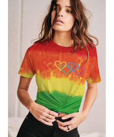 Pride Shirt Women Rainbow Graphic Tee Love Love Print T-Shirt LGBT Equality Shirts Short Sleeve Tops Big Red $13.19 T-Shirts