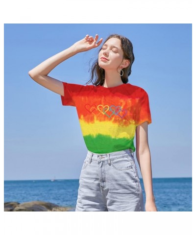 Pride Shirt Women Rainbow Graphic Tee Love Love Print T-Shirt LGBT Equality Shirts Short Sleeve Tops Big Red $13.19 T-Shirts