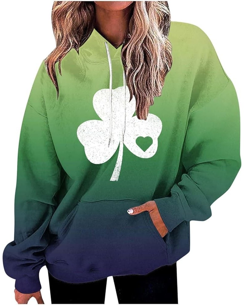 Women's Hoodies St. Patrick's Day Sweatshirts Irish Shamrock Clover Print Long Sleeve Classic Pullovers Tops 08 Green $10.00 ...