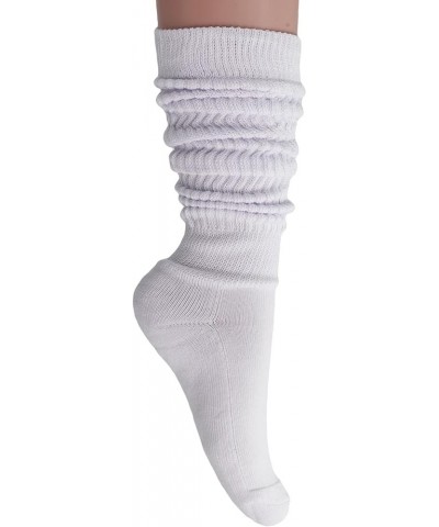 6 Pairs Heavy Slouch Socks for Women Long Cotton Socks Shoe Size 5-10 White-navy-pink-lilac-light Blue-black $16.34 Activewear