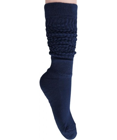 6 Pairs Heavy Slouch Socks for Women Long Cotton Socks Shoe Size 5-10 White-navy-pink-lilac-light Blue-black $16.34 Activewear