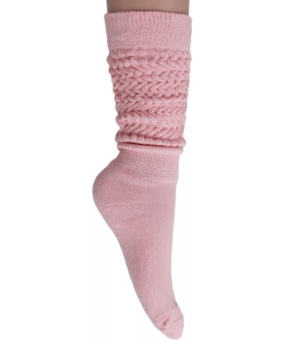 6 Pairs Heavy Slouch Socks for Women Long Cotton Socks Shoe Size 5-10 White-navy-pink-lilac-light Blue-black $16.34 Activewear