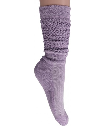 6 Pairs Heavy Slouch Socks for Women Long Cotton Socks Shoe Size 5-10 White-navy-pink-lilac-light Blue-black $16.34 Activewear