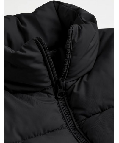 Women's Cropped Puffer Jacket Winter Stand Collar Zip Up Padded Coat Short Warm Quited Jackets Black $11.75 Jackets