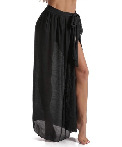 Beach Sarong Pareo Womens Semi-Sheer Swimwear Cover Ups Short Skirt with Tassels 62-black+khaki(us 4-12) $10.47 Swimsuits