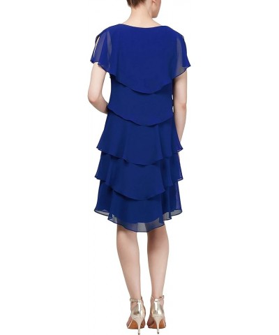 Women's Short Sleeve Metallic Print Pebble Tier Dress New Cobalt $25.59 Dresses