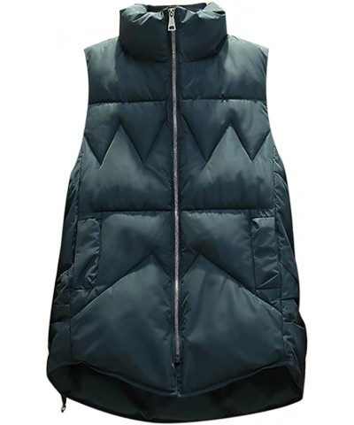 Puffer Vest for Women Stand Up Collar Down Vest Lightweight Padded Gilet Zip Quilted Vest Winter Sleeveless Coat 11green Vest...