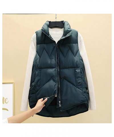 Puffer Vest for Women Stand Up Collar Down Vest Lightweight Padded Gilet Zip Quilted Vest Winter Sleeveless Coat 11green Vest...