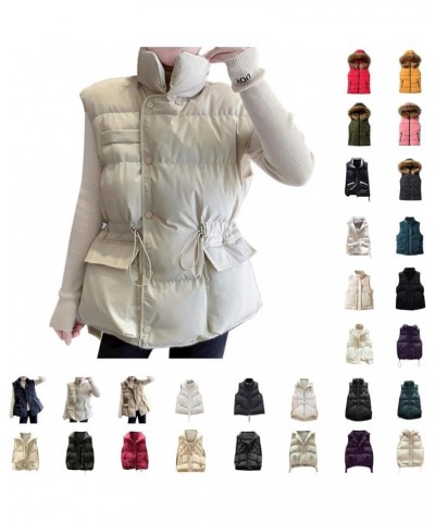 Puffer Vest for Women Stand Up Collar Down Vest Lightweight Padded Gilet Zip Quilted Vest Winter Sleeveless Coat 11green Vest...