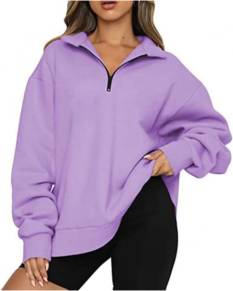 Fall Sweatshirts for Women 2023 Loose fit Hoodies Y2K Casual Drawstring Pullover Tops Long Sleeve with Pockets C-purple $10.9...