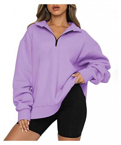 Fall Sweatshirts for Women 2023 Loose fit Hoodies Y2K Casual Drawstring Pullover Tops Long Sleeve with Pockets C-purple $10.9...