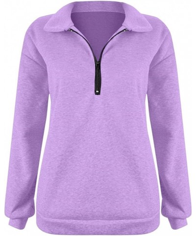 Fall Sweatshirts for Women 2023 Loose fit Hoodies Y2K Casual Drawstring Pullover Tops Long Sleeve with Pockets C-purple $10.9...