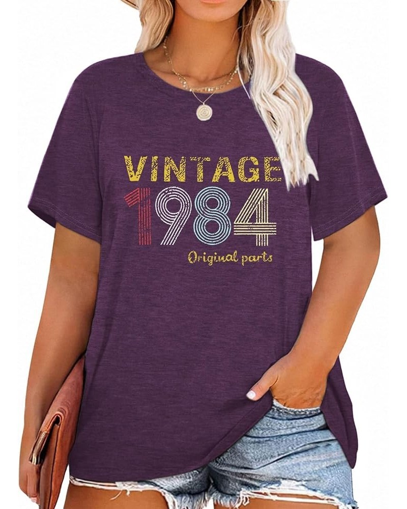 Plus Size Vintage 1974 1984 T Shirts for Women Funny 40th 50th Birthday Gifts Shirt Casual Retro Birthday Party Tops 01 Purpl...