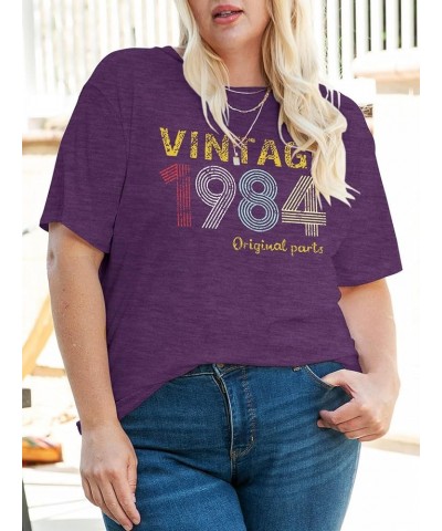 Plus Size Vintage 1974 1984 T Shirts for Women Funny 40th 50th Birthday Gifts Shirt Casual Retro Birthday Party Tops 01 Purpl...