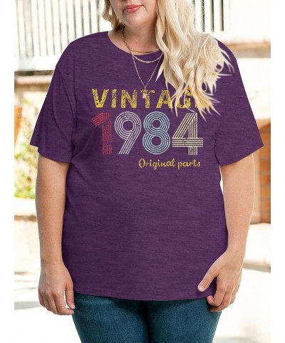 Plus Size Vintage 1974 1984 T Shirts for Women Funny 40th 50th Birthday Gifts Shirt Casual Retro Birthday Party Tops 01 Purpl...