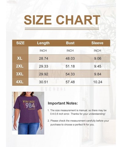 Plus Size Vintage 1974 1984 T Shirts for Women Funny 40th 50th Birthday Gifts Shirt Casual Retro Birthday Party Tops 01 Purpl...