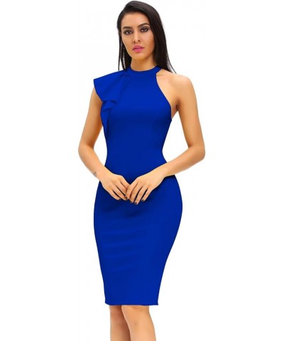 Sexy Women's Fashion One Shoulder Ruffles Bodycon Party Dress Royal Blue $16.16 Dresses