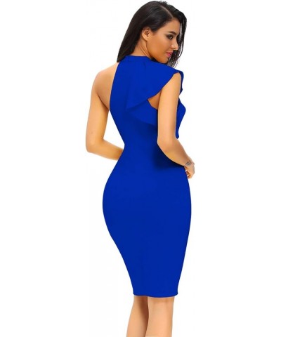 Sexy Women's Fashion One Shoulder Ruffles Bodycon Party Dress Royal Blue $16.16 Dresses