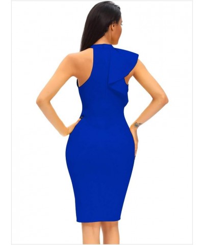 Sexy Women's Fashion One Shoulder Ruffles Bodycon Party Dress Royal Blue $16.16 Dresses