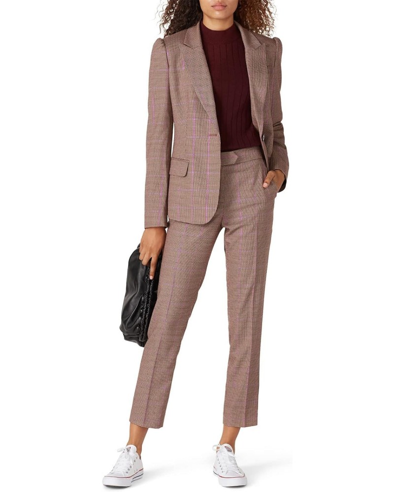 Rent the Runway Pre-Loved Kristen Check Plaid Pant, Brown, 0 $26.45 Pants