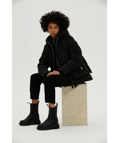 Women's Bos Down Puffer Coat Jacket | Thick Oversized | 700+ Fill Power | Mid-Length Black $67.56 Jackets