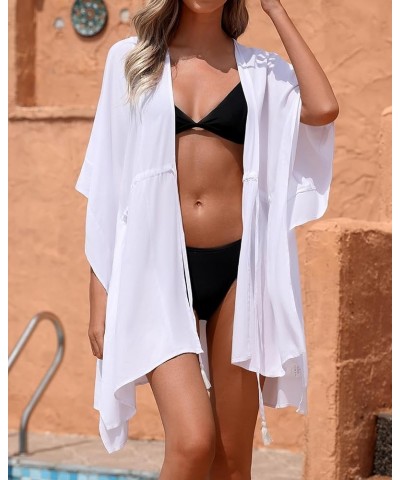 Kimonos for Women Summer Cover Up Swimsuits Casual Beach Coverups White $16.49 Swimsuits