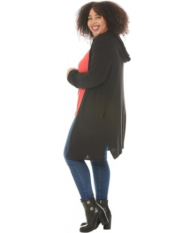 Women's Plus Size Cardigan with Hood and Pockets Charcoal $16.10 Sweaters