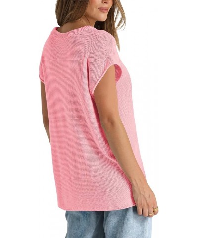 Sweater Vest for Women Cap Sleeve Tops Knit Lightweight Sweaters XS-XL 07- Pink $13.74 Sweaters