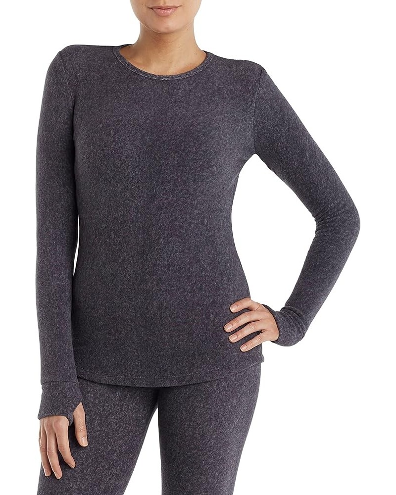 ClimateRight Women's Stretch Fleece Long Sleeve Base Layer Top - Crew Neck Dark Heather Grey $19.82 Underwear