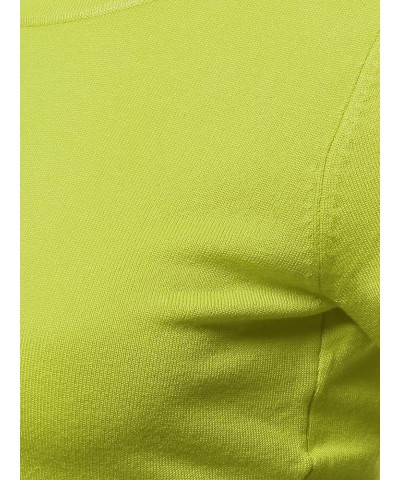 Women's Classic Solid Round Neck Short Sleeve Viscose Knit Sweater Top Aawsws0001 Lime $9.22 Sweaters