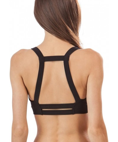 Women's Athletic Thick Strap Caged Sport Bra Black $10.99 Lingerie